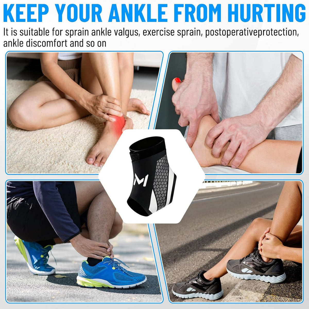 Sprunggelenkbandage & Knöchelbandage, Einstellbare Und Flexible Fußgelenk Bandage Für Sport, Fußball, Laufen - Verstellbare Kompressionsmanschette Mit Gummizug Gegen Umknicken Unisex (1-Schwarz)